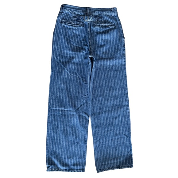 Madewell the perfect vintage wide leg jean pinstripe trouser pleated size 26 - Picture 2 of 8